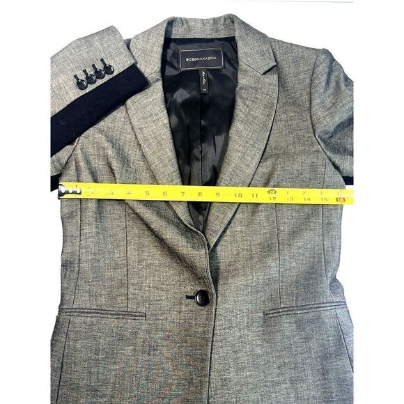 BCBG MaxAzria Womens Blazer Jacket Size XS Gray Black Structured - Picture 15 of 16